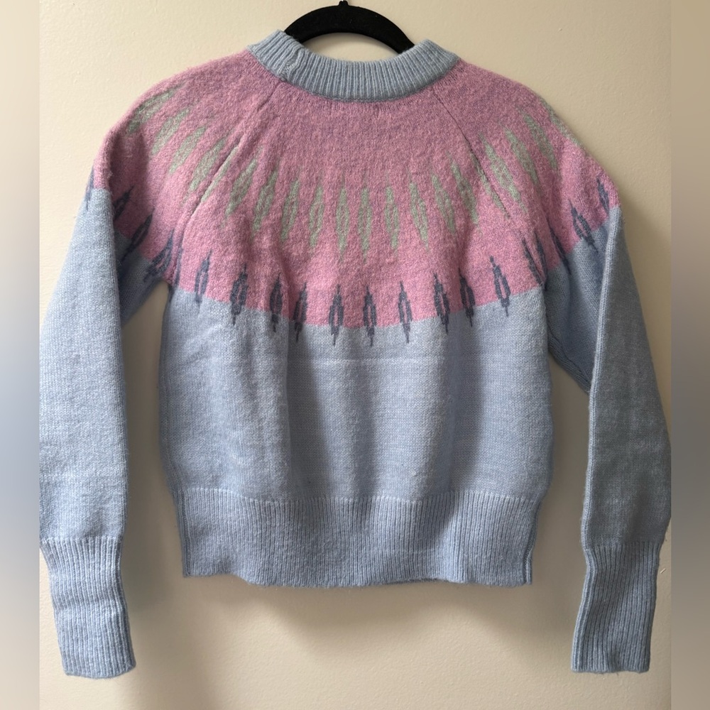 Soft Blue and Pink Patterned Women's Sweater